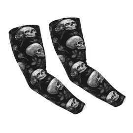 Vykmvtyb Gothic Skull & Rose Sun Protection Cooling Arm Sleeves For Men Women, Uv Compression Cooling Sleeve For Sports,Cooling Comfort, And Versatility