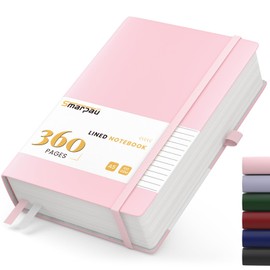 Smarpau Notebook A5, Hardcover Lined Journal with 360 Pages, 100 gsm Thick Paper, Leather Diary, Journal Notepad for Women and Men for School, Work, Drawing, 14.5 x 21 cm - Pink