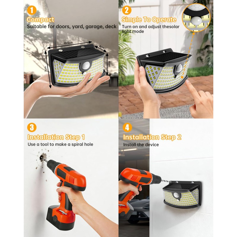 Aootek New Solar Motion Sensor Lights 120 LEDs with Lights