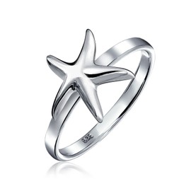 Delicate Simple Nautical Marine Life Beach Happy Starfish Ring For Teen For Women .925 Sterling Silver 1MM Thin Band