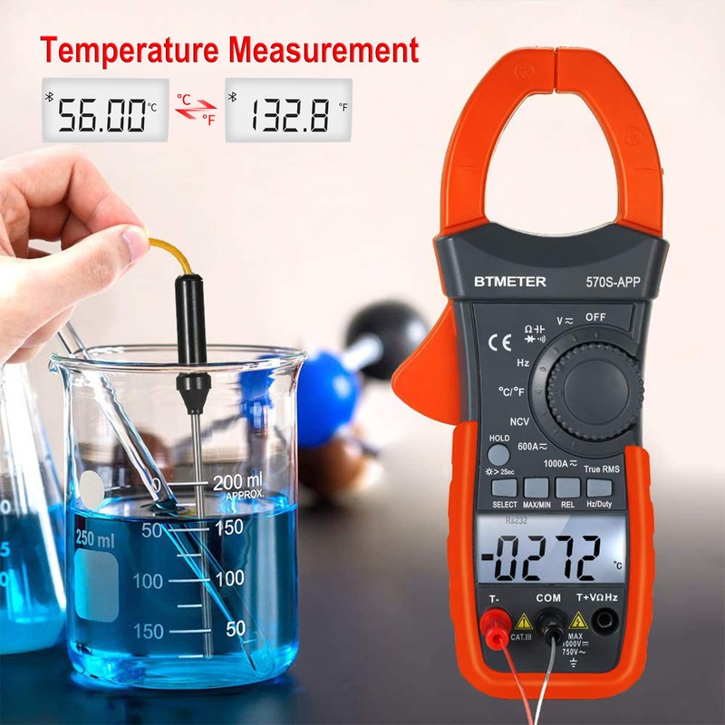 BTMETER Digital Clamp Multimeter BT-570S-APP, 6000 Counts TRMS Clamp-on Ammeter