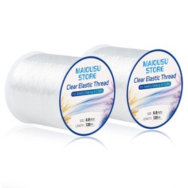 Pack of 2 Clear Elastic Bracelet String 240m Bead Cord for DIY Jewelry Making with 2 Needles Clear Elastic for Bracelet Making Elastic Thread Stretchy Elastic for Crafts (0.8mmx120mx2 Spool)