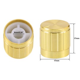 uxcell 8Pcs 17x 17mm Aluminium Alloy Potentiometer Volume Control Rotary Knob Knurled Shaft Hole Gold Tone,for 6mm Diameter Shaft Guitar Volume Knob.