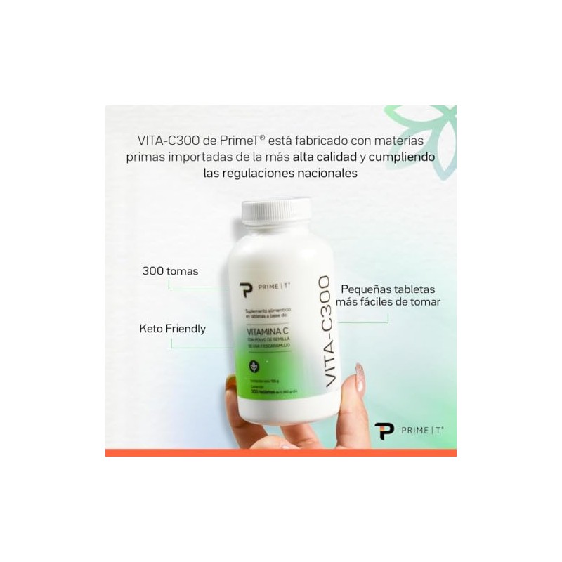 Primetech Nutrition Vitamina C, 300 Tabletas, 300 Mg
