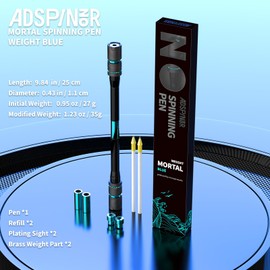 Mr. Nope ADSPINZOR Weighted Mortal Spinning Pen Mod Advanced Trick Spin Pen for Precision & Practice Heavier, Balanced, Anti-Slip Grip, Writable with Brass Weights (Blue)
