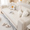 XSlive Farmhouse Cotton Quilted Sofa Cover Weave Pattern Embroidery Sectional