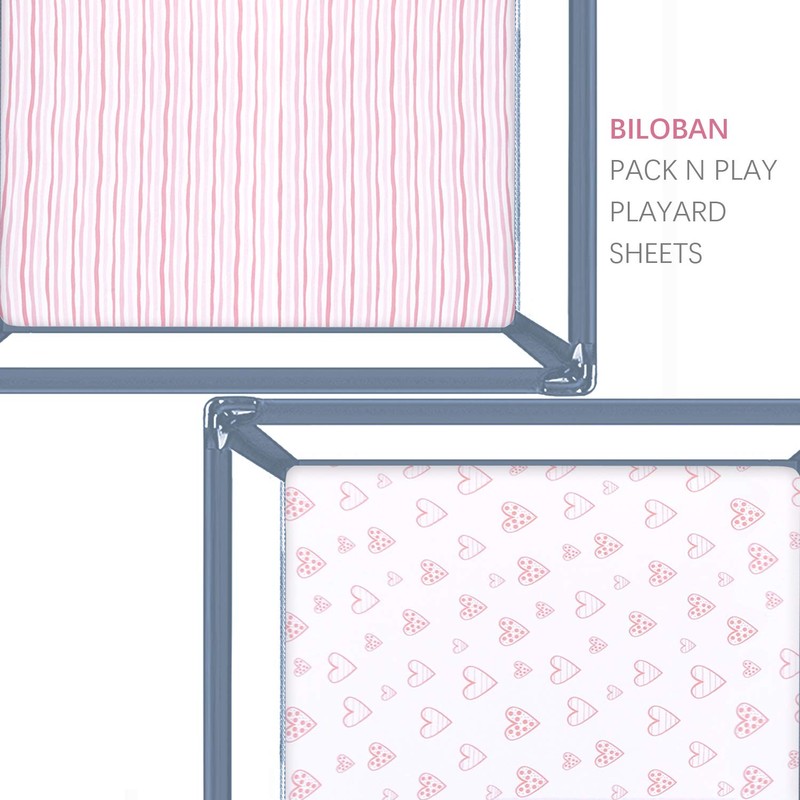 Biloban Pack and Play Fitted Sheets 2 Pack, 100% Natural