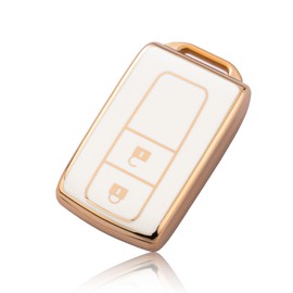 Toyota Daihatsu Key Case, Tanto Custom, Smart Key Case, Tanto Exe, Move, Custom Copen, Passo Boon, COO Key Cover, TPU Scratch-Resistant, gold and white