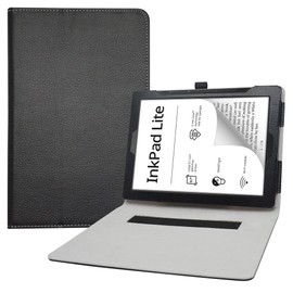 LIFANG Case for 9.7" Pocketbook InkPad Lite Tablet, Slim Folio Folding Stand PU Leather Cover, Black
