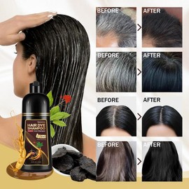 Onilyua Seroniva Dark Brown Hair Dye Shampoo- Can Cover Gray Hairs, Herbal Ingredients, Contains Ginseng Extract, Natural Haircoloring， Mother‘s Day Gift - Colour: Black
