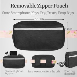 iYoShop Hands Free Dog Leash with Zipper Pouch, Dual Padded Handles and Durable Bungee for Walking, Jogging and Running Your Dog (Pink Sakura, Large)