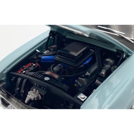 DCD 1969 Ford Mustang Mach 1 428 Cobra Jet Aztec Aqua Blue Black Hood Limited Edition 400 Worldwide 1/18 Diecast Metal PC