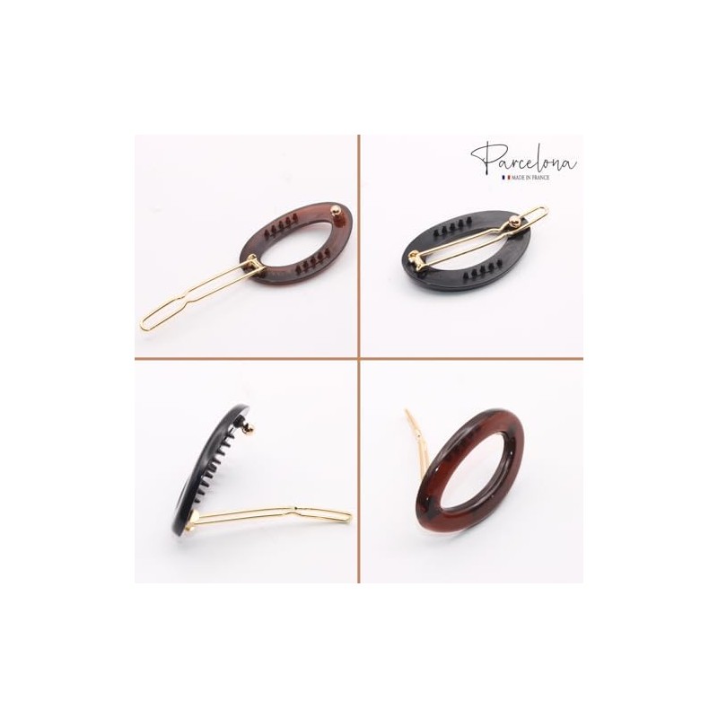 Parcelona French Eggie Oval Shell Black Mini Celluloid Acetate Side