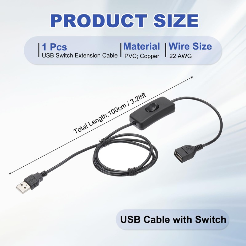 MECCANIXITY USB Extension Cable with ON/Off Toggle Switch 1m USB