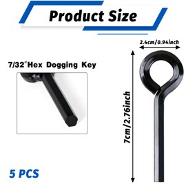 5 Pack Allen Wrench Door Key with Full Loop, 7/32-inch Black Hex Key Dogging Key for Push Bar Panic Exit Device, Standard Metal Allen Key Sets