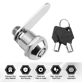 ZiYuya 20mm Thread Tubular Cam Lock with Key Alike, Letter Box Lock Cupboard Lock Cabinet Lock Draw Lock Mailbox Lock Dresser Tumbler Lever Lock Post Box Lock Lock Locker for Door Furniture