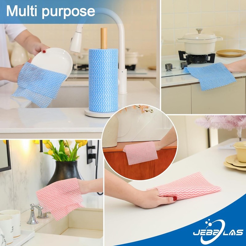 JEBBLAS Reusable Household & Kitchen Wipes, Disposable Cleaning Cloths, Wash