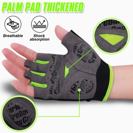 Grebarley Cycling Gloves, Non-Slip and Shock-Absorbing Mountain Bike Gloves, Suitable for Men and Women (Green, L)