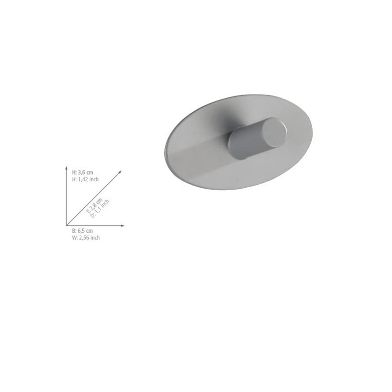 Wenko 22935100 Wall Hook Piceno, Stainless Steel, Grey, 9.5 x