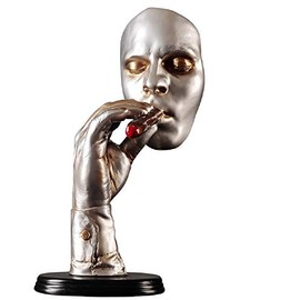 WEALTHCOMING Abstract Sculptures Smoking Cigar Man Figurines,Elegant Handicrats 14" inches Tall (Silver)