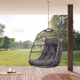NICESOUL Hanging Chair Without Stand Swing Hammock Egg Basket Chairs UV Resistant 265lbs Capaticy for Patio Backyard Balcony Bedroom Living Room with Hanging Steel Chain & Cushions