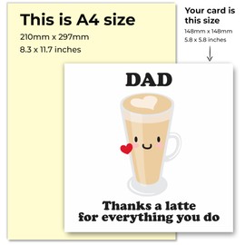 Funny Fathers Day Card For Dad Coffee Thank You Joke Father's Day Card From Daughter or Son Dads Fathers Day Cards With Blue Envelope