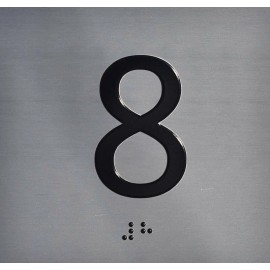 Buildingsigns.com 8TH Floor Elevator Jamb Plate Sign with Braille and Raised..-(Silver)-REF24-1027