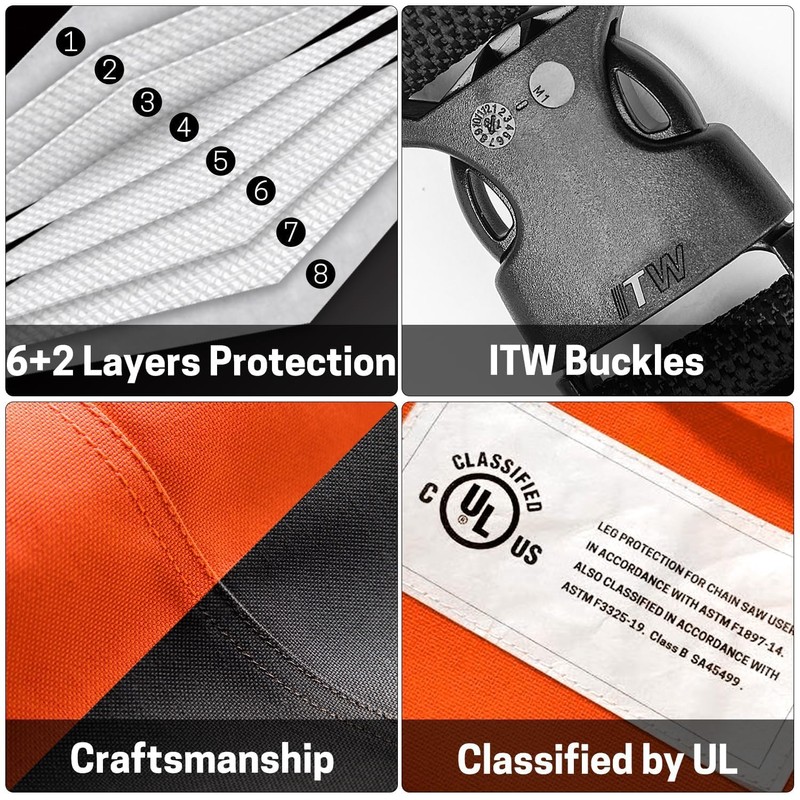 ZELARMAN Chainsaw Chaps Apron Wrap 8-layer for Men/Women Loggers Forest