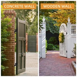 Rasugarlary Wall Mount Gate Hinges, 2 Pairs Heavy Duty Fence Gate Hinges 5/8'' Pin Fence Post Hinge Set for Wooden or Concrete Fence Gate (Black, Screws Included)