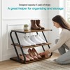 RUNJIMY 3-Tier Shoe Rack, Rustic Wood Look Shoe Organizer with