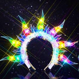 Evlry LED Fire Headband Luminous Flame Headband Party Rave Hair Accessories for Women
