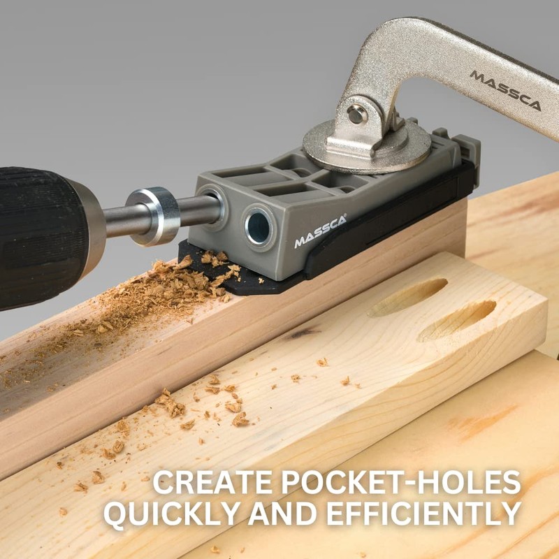 Massca Twin Pocket Hole Jig Kit – Adjustable & Easy