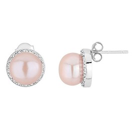 Exquisite Freshwater Cultured Pearl Earring on Sterling Silver, Natural Pink
