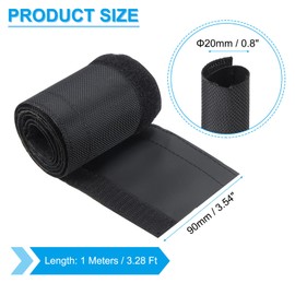 PATIKIL Cable Sleeve with Hook and Loop Fastener, 3.3 Ft x 3.54" Wire Manager Cord Protector Trolling Motor Cable Sleeve Dog Cat Cord Wrap Protector for Computer Wire