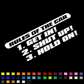 Rules of The Car Sticker, Funny Vinyl Decal Car Sticker, Car Window Bumper Sticker, Funny Motorhome Caravan Sticker, 200mm