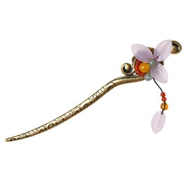 Lurrose Horquilla Hanfu Flor Palos De Pelo Chino Horquillas De Palillos Florales Para El Cabello Japonés Palos De Pelo Palos De Pelo Retro Pelo Pin Temperamento Perder Vara Vidrio