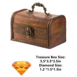 PUBGAMER Diving Gem Pool Toy 15 Big Colorful Diamond Set with Big Treasure Chest Pirate Box Underwater Gem Diving Dive Throw Toy Set Swimming Training Gift Toy