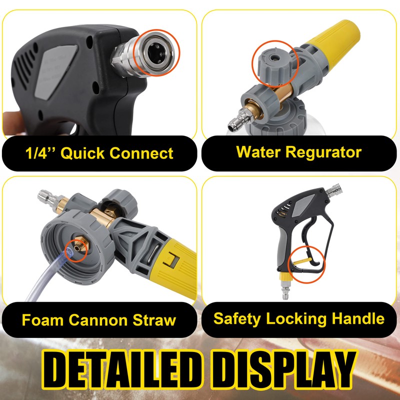 Tool Daily Foam Cannon with Pressure Washer Gun 5000 PSI,
