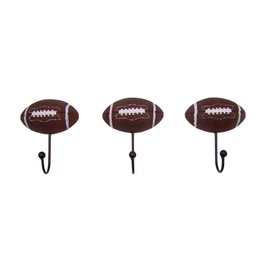 Wowser Football Wall Hooks, Set of 3, Sporty Interior Design, Wall Mounted Decor, 5 Inches