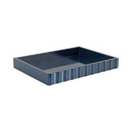 Kate and Laurel Lissi Decorative Rectangle Tray with Wavy Design, 16 x 12, Navy Blue, Modern Scalloped Serving Tray for Coffee Table Ottoman, Dining Table, or Entryway Catch-All Tray