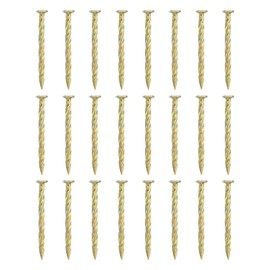 uxcell 24Pcs Metal Landscape Edging Stakes, 1 Inch Galvanized Artificial Turf Stakes Spiral Anchoring Spikes for Outdoor Tent Construction Weed Barriers, Yellow Zinc