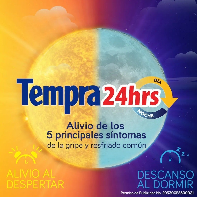 Antigripal Tempra 24hr Alivia 5 Síntomas Día Y Noche 12