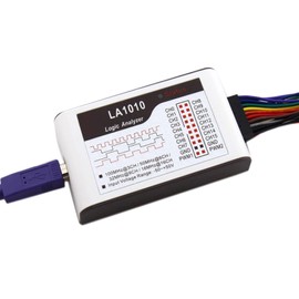 Logic Analyzer 16 Channel 100MHz Sampling Rate USB Based Logic Analyzer with Cables and Connectors for Data Real-time Upload TXT CSV and Bin, grey