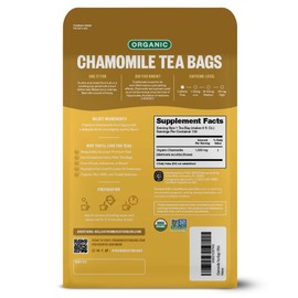 FGO Organic Chamomile Tea, 100 Eco-Conscious Tea Bags, Caffeine Free, Resealable Bag, Packaging May Vary (Pack of 1)