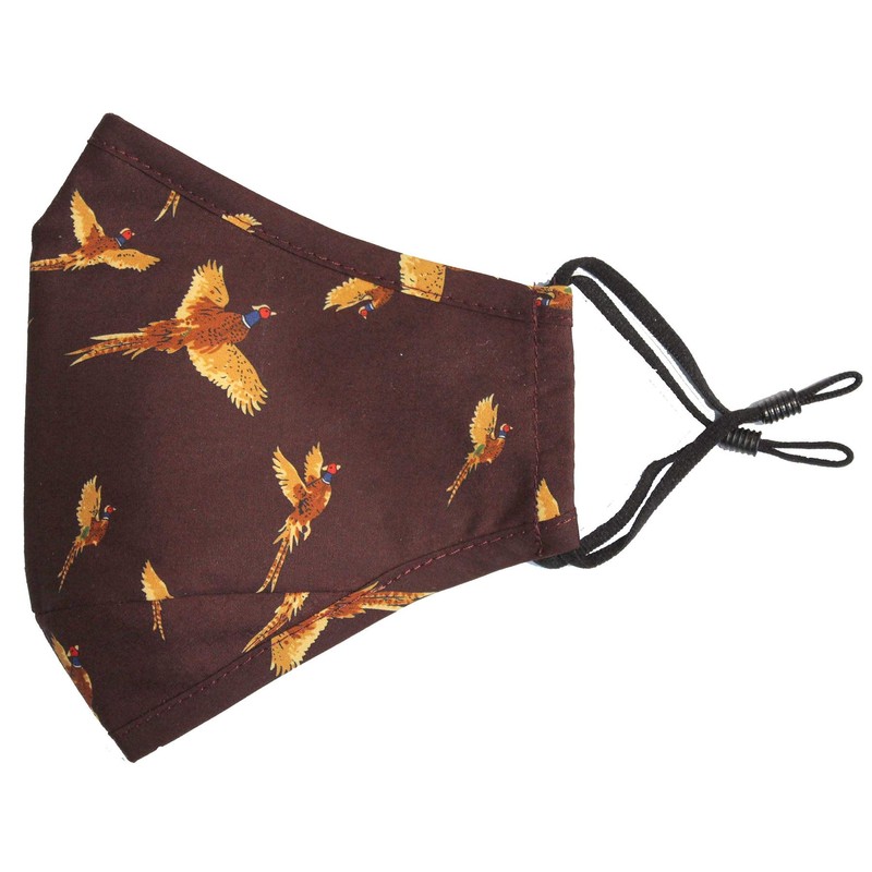 Soprano Wine Flying Pheasants Washable And Reusable 100% Cotton Face