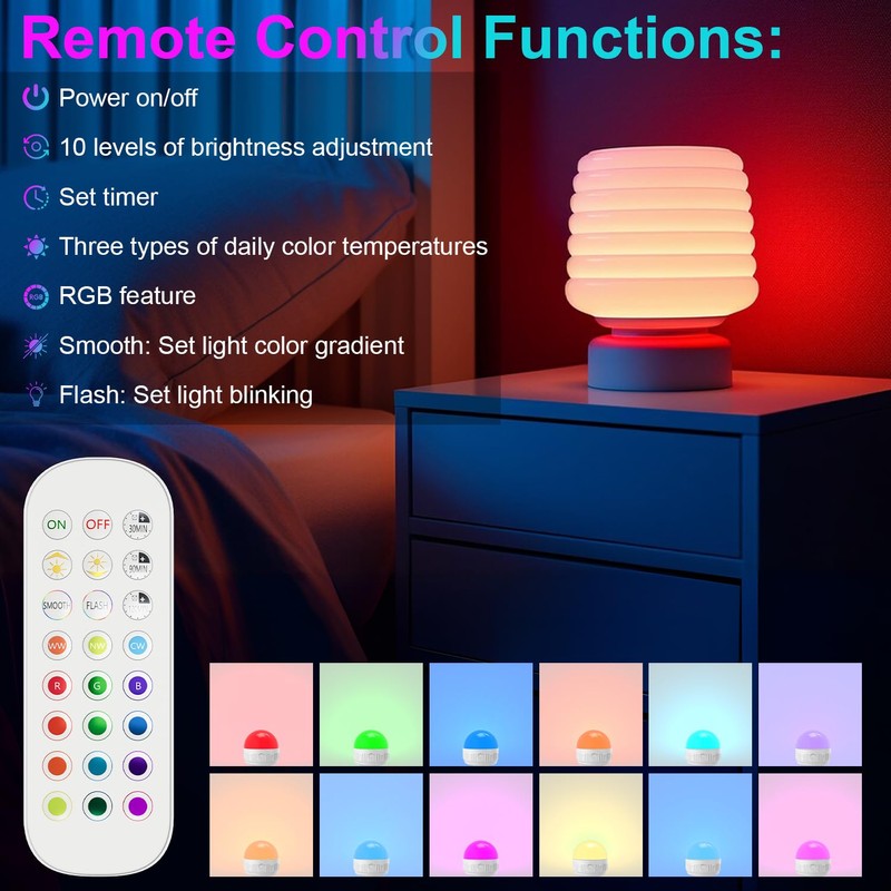 LGMCF Rechargeable Light Bulb with Remote - E26 2Pack 6W