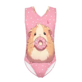 TOADDITDO Guinea Pig Kids Gymnastics Leotards for Toddler Girls Cute Donut One-Piece Dance Ballet Outfits Sleeveless Bodysuits