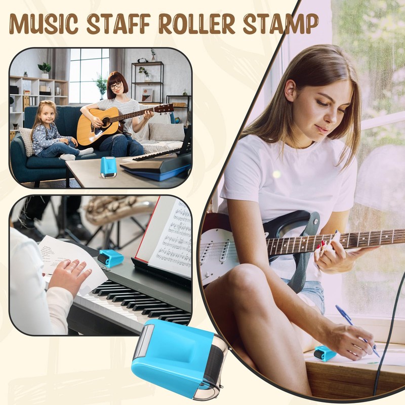 Nezyo 1 Pcs Music Staff Roller Stamp 5 Line Teacher