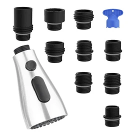 Kitchen Faucet Head Replacement with 9 Adapters, Metal Pull Down Sink Faucet Head, 3 Function Sink Sprayer, American Standard Faucet Adapter, Sink Hose Attachment for Faucet, Moen Kohler Delta Faucets