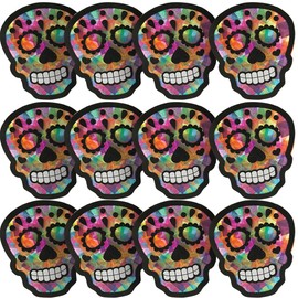 Sugar Skull Tissue Acetate Craft Kit for Day fo The Dead - Makes 12 - DIY Halloween Crafts for Kids and Fun Home Activities